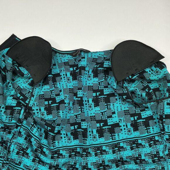 Ming Wang Cardigan Size S Turquoise Black Artsy Print Quiet Luxury Art-to-Wear - Picture 10 of 13